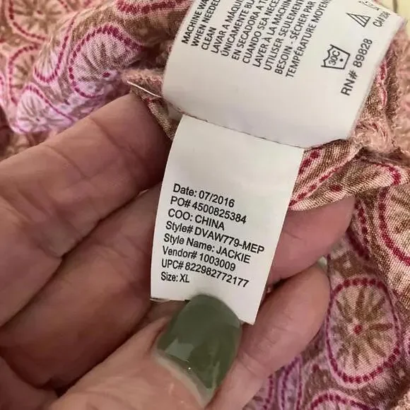 Vintage America Women's Size XL Red 3/4 Sleeve Scoop Neck Peasant Blouse Top - Picture 13 of 13